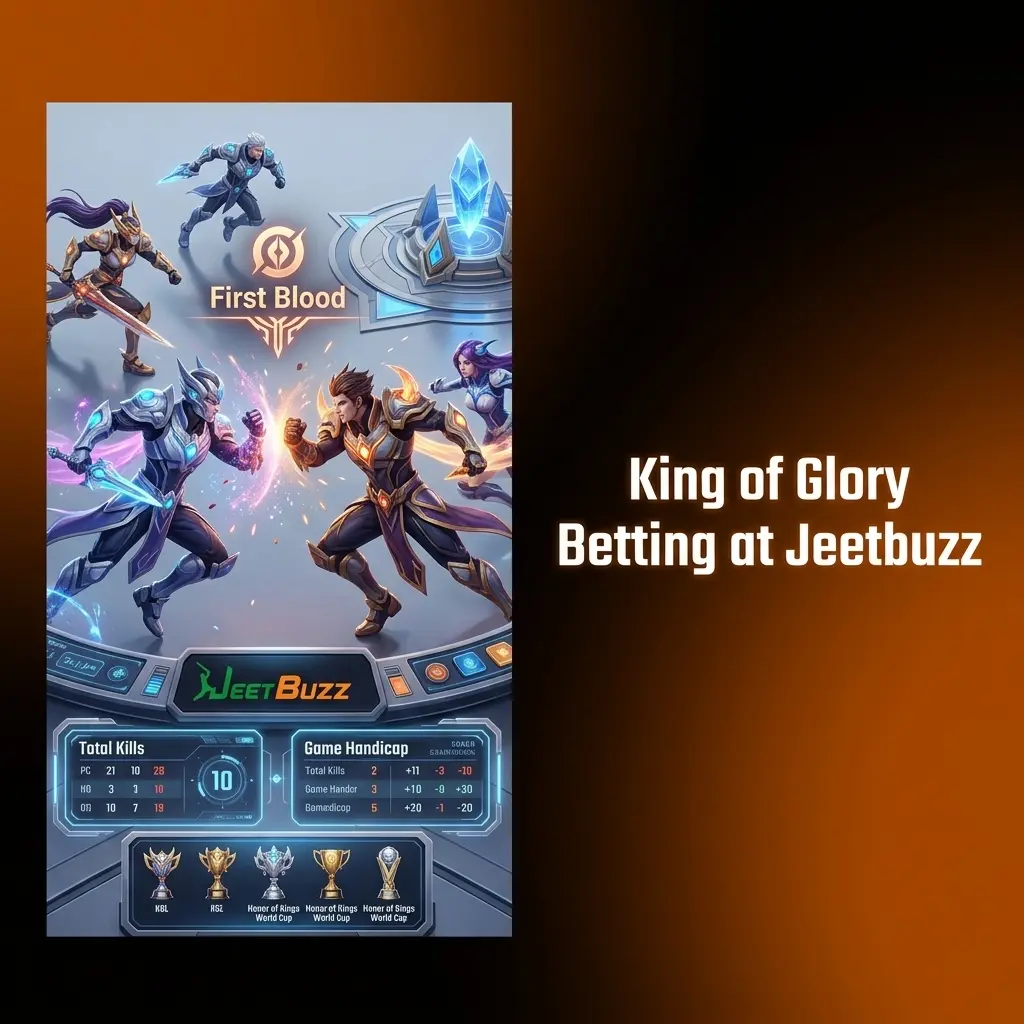 King of Glory betting markets on Jeetbuzz including match winner, handicap, and kill totals for KGL tournaments