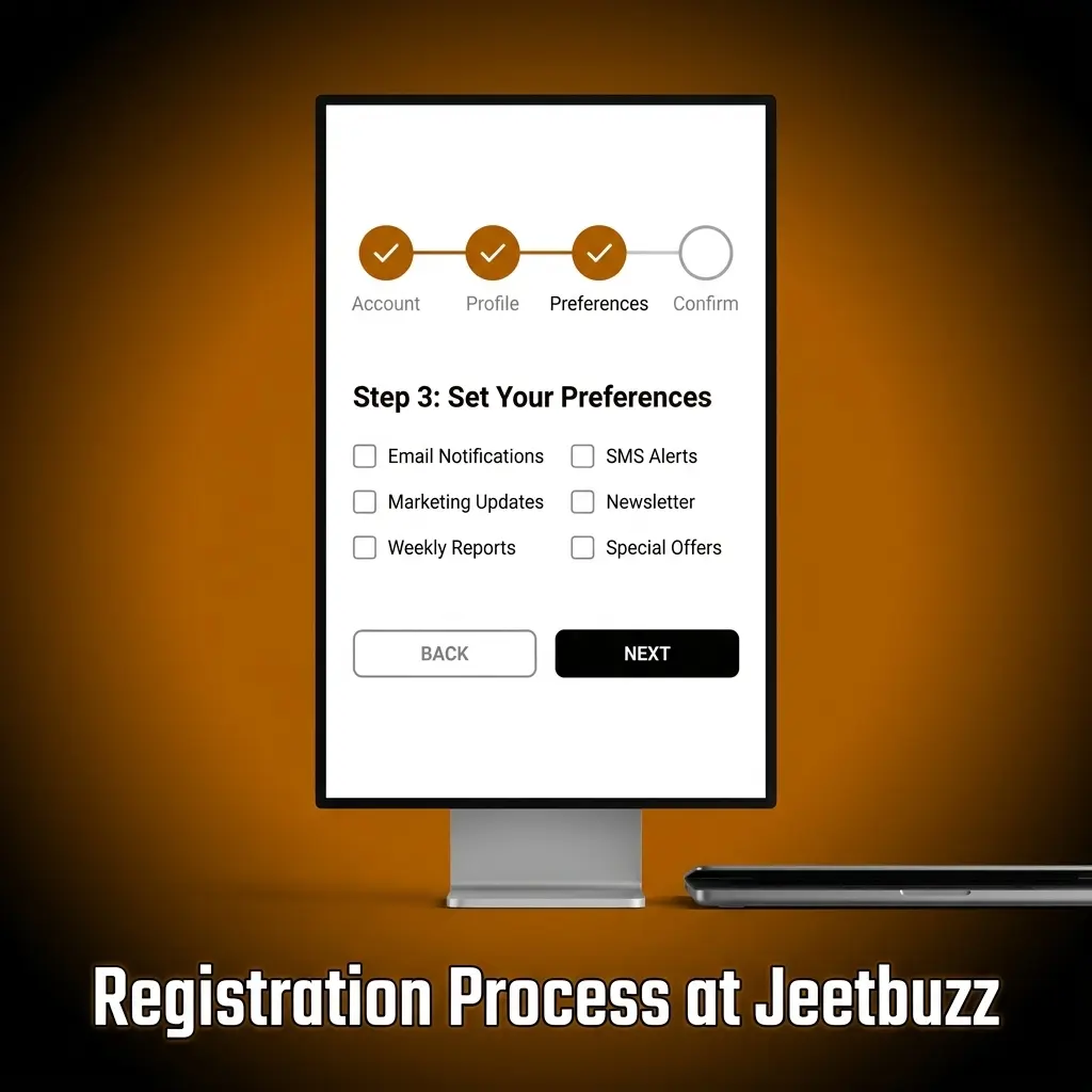 Jeetbuzz registration process steps showing sign-up form fields for mobile number email password and BDT currency selection